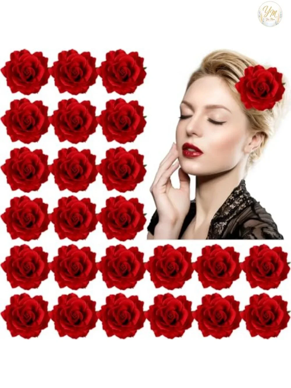 30 Pcs Fabric Rose Hair Clips Wedding Party Hair Accessories